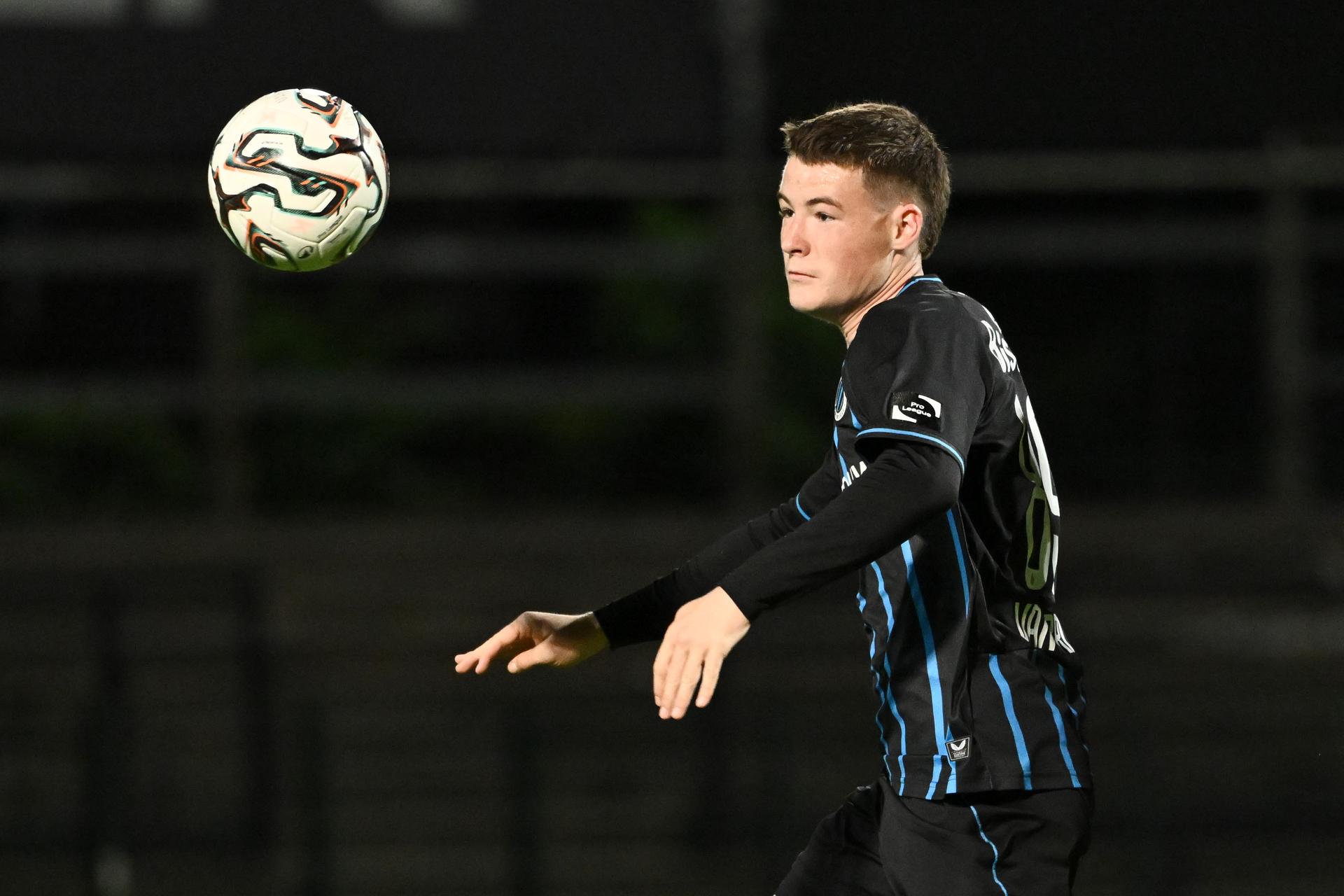Club's Jakke Van Britsom pictured in action during a soccer game between Club NXT and Lommel SK, Wednesday 24 September 2025 in Roeselare, on day 7 of the 2025-2026 'Challenger Pro League' 1B second division of the Belgian championship. BELGA PHOTO MAARTEN STRAETEMANS