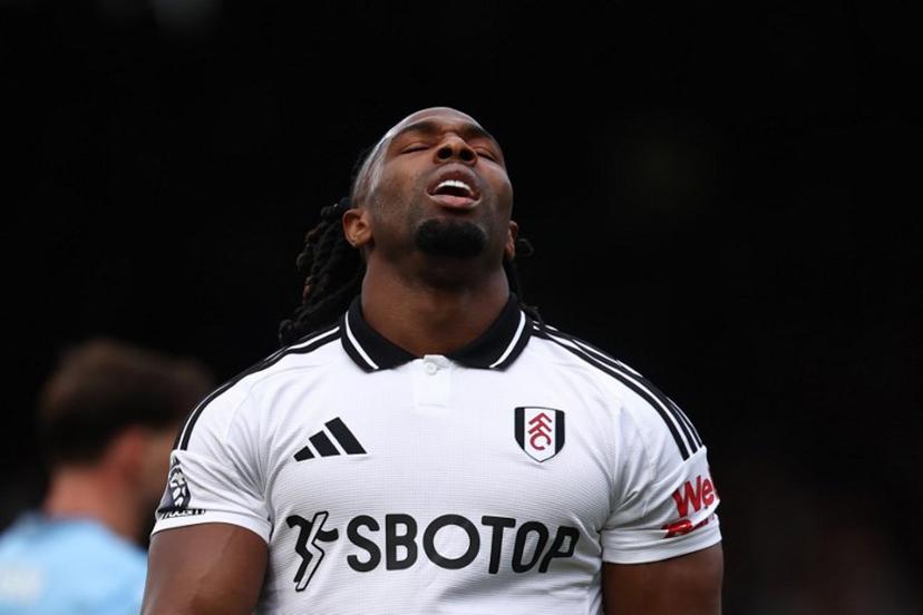 Fulham's Spanish midfielder #11 Adama Traore reacts to a missed chance during the English Premier League football match between Fulham and Manchester City at Craven Cottage in London on May 25, 2025. Anne-Christine POUJOULAT / AFP