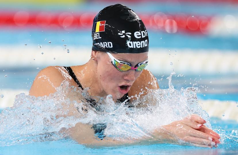 Belgian Florine Gaspard pictured in action during the heats of the Women's 100m breaststroke event at the European Aquatics Championships in Paris, France on Tuesday 11 August 2026. BELGA PHOTO VIRGINIE LEFOUR