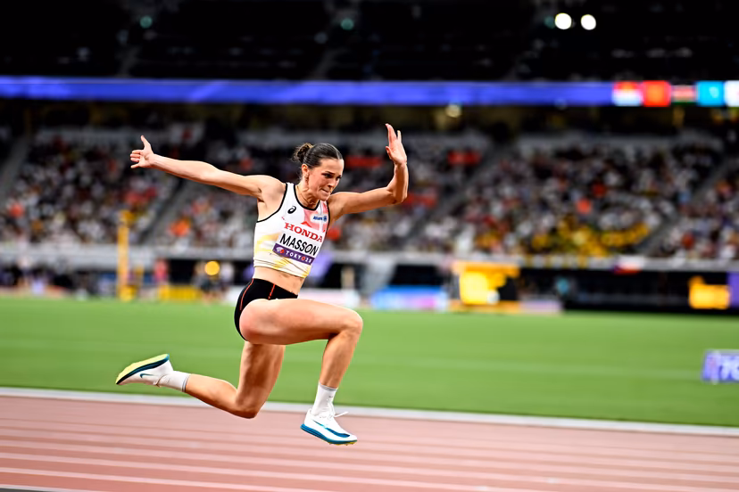 Belgian Ilona Masson pictured during the Triple Jump women qualifications, at the World Athletics Championships in Tokyo, Japan, on Tuesday 16 September 2025. The outdoor Worlds are taking place from 13 to 21 September. BELGA PHOTO JASPER JACOBS