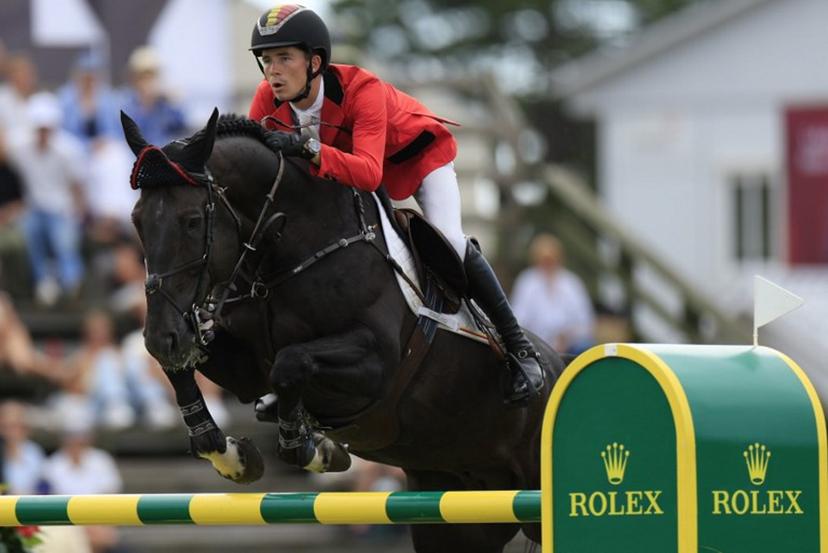 Belgium's Thibeau Spits competes on the horse "Impress-K Van'T Kattenheye Z" during the Falsterbo Nations Cup 2026 international show jumping event as part of the Falsterbo Horse Show in Falsterbo, Sweden, on July 10, 2026. Andreas HILLERGREN / TT News Agency / AFP