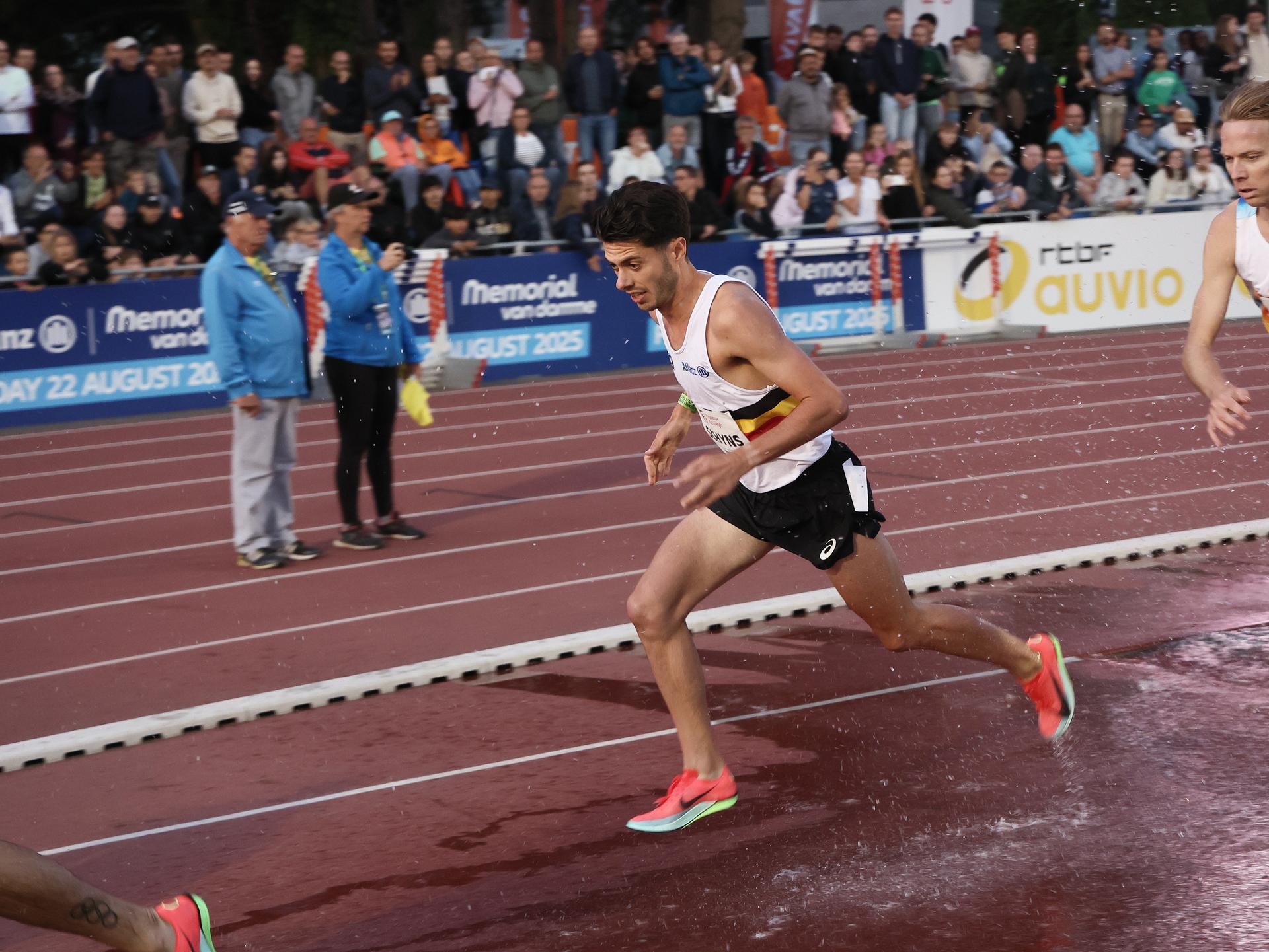 Belgian Remi Schyns pictured in action during the men's 3000m steeple, at the 'Meeting International d'Athletisme de la Province de Liege' athletics event in Liege, Wednesday 16 July 2025. BELGA PHOTO BRUNO FAHY