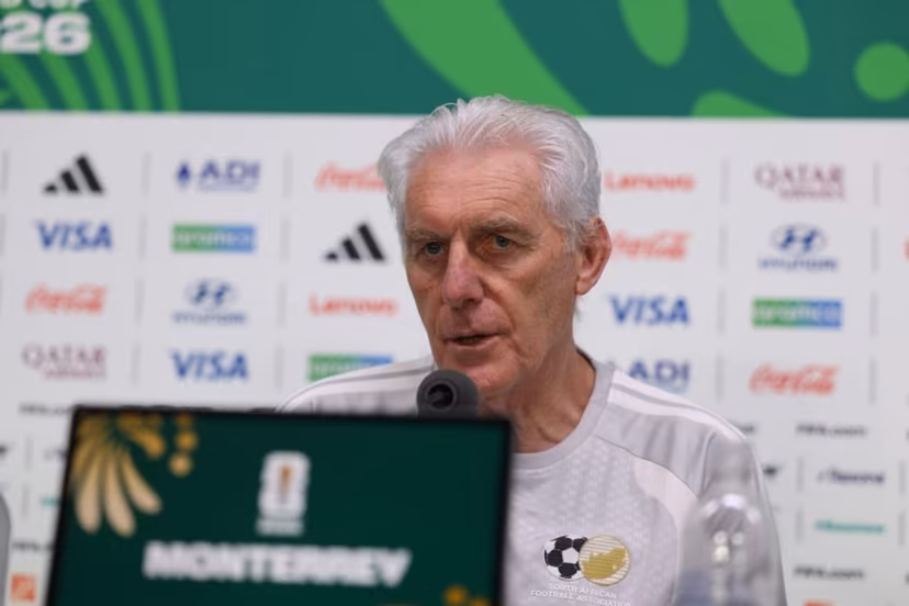 South Africa's Belgian head coach Hugo Broos gives a press conference at the Monterrey Stadium in Mexico on June 23, 2026, on the eve of the 2026 World Cup match between South Africa and South Korea. Julio Cesar AGUILAR / AFP