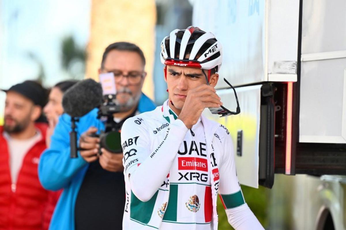 UAE Team Emirate - XRG team's Mexican rider Isaac del Toro prepares prior a training session in Benidorm, eastern Spain, on December 13, 2025. Jose JORDAN / AFP