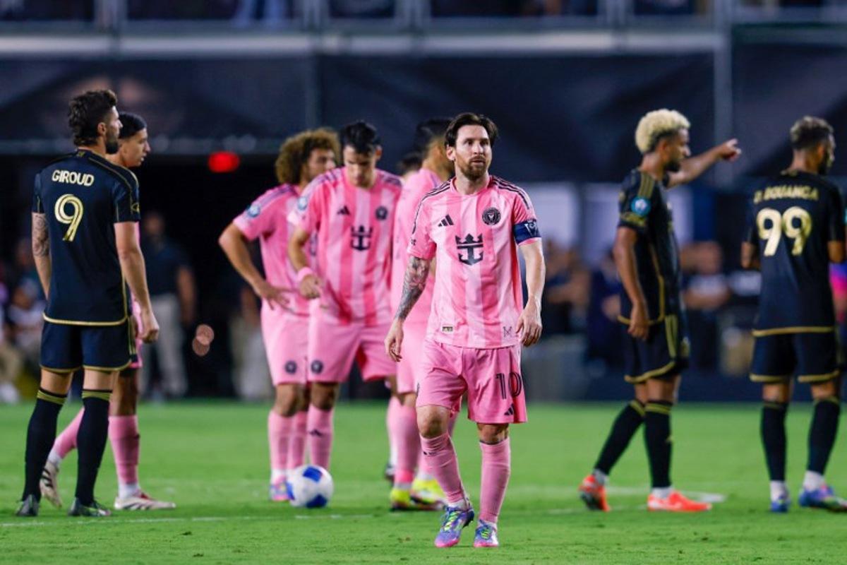 Inter Miami's Argentine forward #10 Lionel Messi looks on during the CONCACAF Champions Cup Quartefinal football match between Inter Miami and LAFC at Chase Stadium in Fort Lauderdale, Florida on April 9, 2025. Chris Arjoon / AFP
