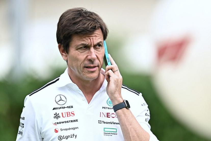 Mercedes' Austrian team principal and CEO Toto Wolff arrives at the paddock on the raceday of the Formula One Singapore Grand Prix night race at the Marina Bay Street Circuit in Singapore on October 5, 2025. Lillian SUWANRUMPHA / AFP