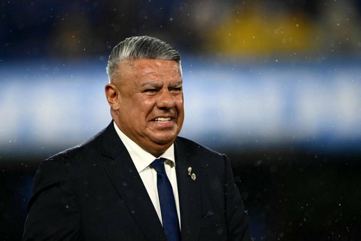 Argentine Football Association (AFA) president Claudio Tapia attends a friendly football match between Argentina and Mauritania at La Bombonera stadium in Buenos Aires on March 27, 2026. Luis ROBAYO / AFP