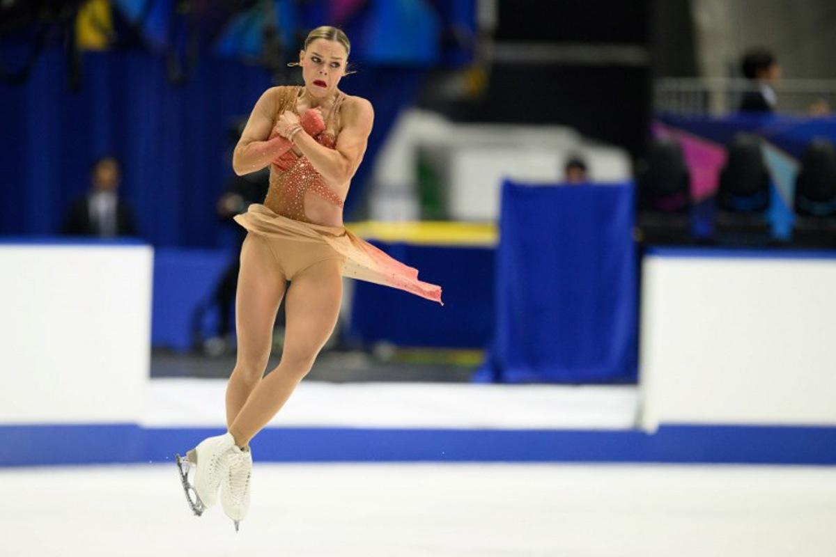 Belgium's Loena Hendrickx competes in the women's free skating during the NHK Trophy figure skating competition in Kadoma City, Osaka Prefecture on November 8, 2025. Philip FONG / AFP