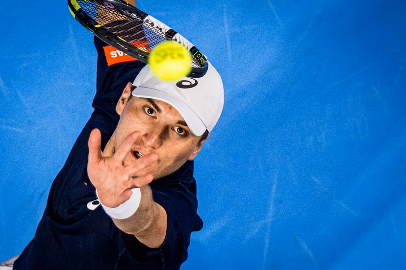 Belgian Raphael Collignon pictured in action during the European Open ATP tennis tournament in Brussels, on Saturday 18 October 2025. This year's edition of the tournament is taking place from 12 to 19 October 2025. BELGA PHOTO JASPER JACOBS