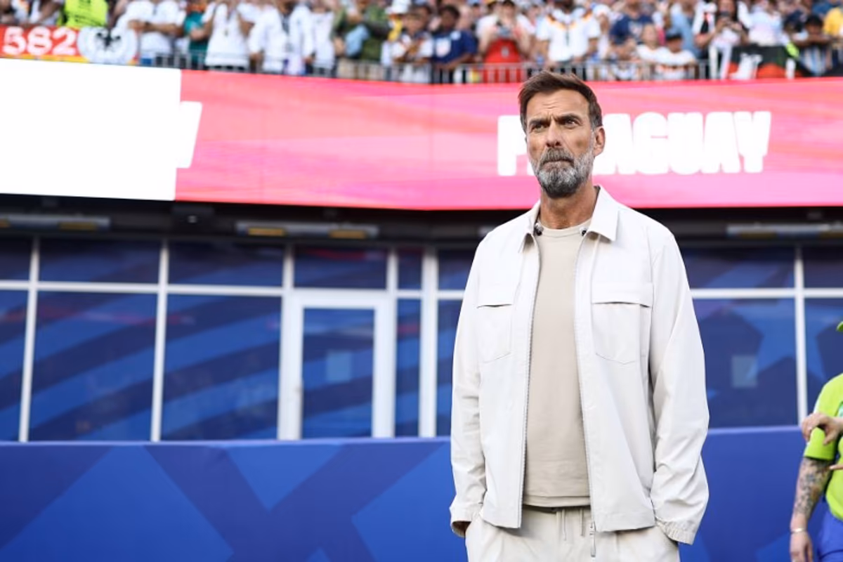 German coach Jurgen Klopp reacts during the penalty shootout of the 2026 World Cup round of 32 football match between Germany and Paraguay at the Boston Stadium in Foxborough on June 29, 2026. CHARLY TRIBALLEAU / AFP