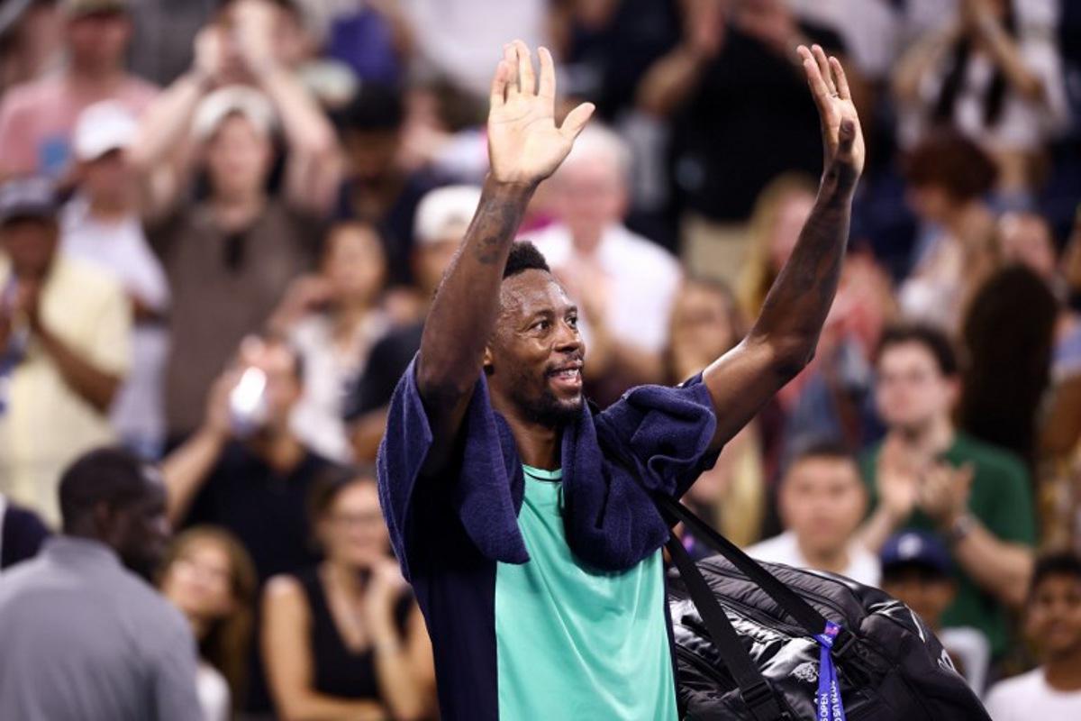 France's Gael Monfils waves to the crowd after loosing his men's singles second round tennis match against USA's Learner Tien on day five of the US Open tennis tournament at the USTA Billie Jean King National Tennis Center in New York City on September 3, 2026. CHARLY TRIBALLEAU / AFP