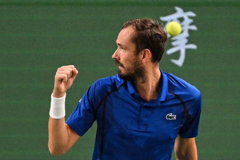 Russia's Daniil Medvedev celebrates after a point against USA's Tommy Paul during their men's singles quarter-final match at the Shanghai Masters tennis tournament in Shanghai on October 16, 2026. Hector RETAMAL / AFP