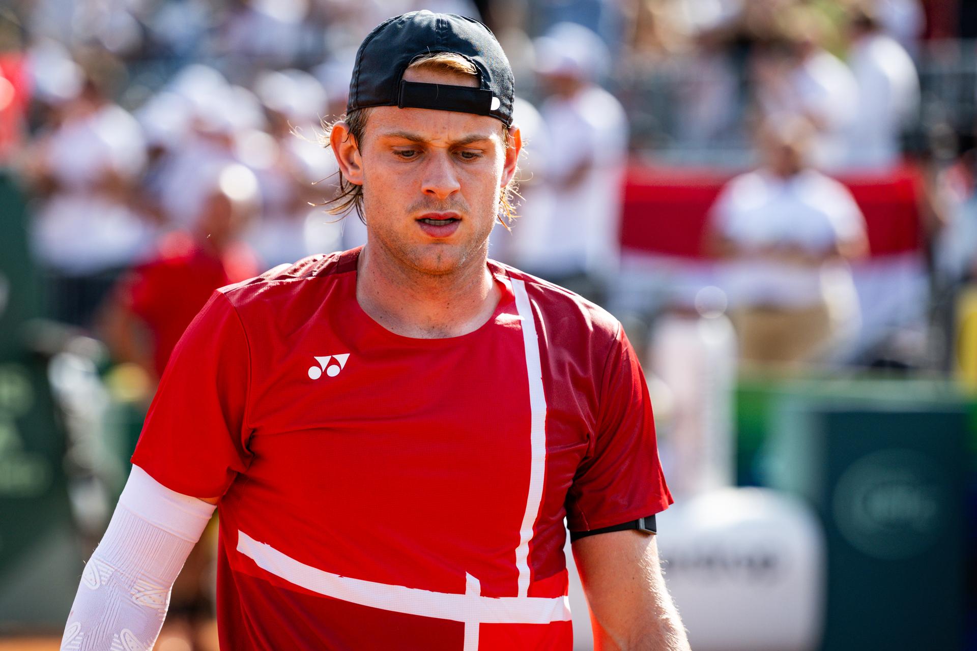 Belgian Zizou Bergs looks dejected during a tennis match between Austrian Rodionov and Belgian Bergs, the fourth rubber in the tie between Austria and Belgium, qualifiers for the Davis Cup tournament, on Saturday 19 September 2026 in Vienna, Austria. BELGA PHOTO DAVID PINTENS