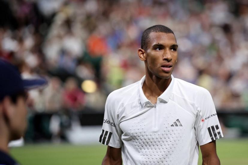 Canada's Felix Auger-Aliassime is pictured during his men's singles quarter-final tennis match against Serbia's Novak Djokovic on the ninth day of the 2026 Wimbledon Championships at The All England Lawn Tennis and Croquet Club in Wimbledon, southwest London, on July 7, 2026. Henry NICHOLLS / AFP