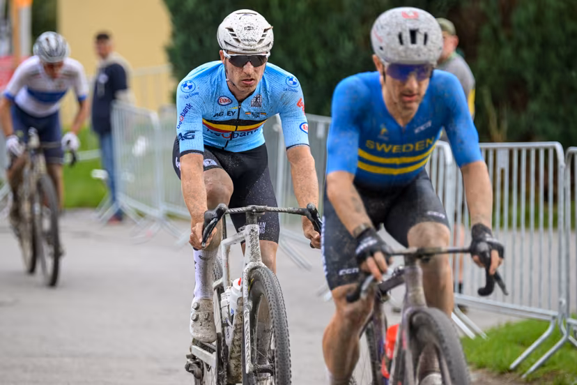 Belgian Niels Vandeputte of Alpecin-Premier Tech is pictured in action during the UEC Gravel European Championships in Houffalize (138 km), on Sunday 30 August 2026. BELGA PHOTO DAVID PINTENS