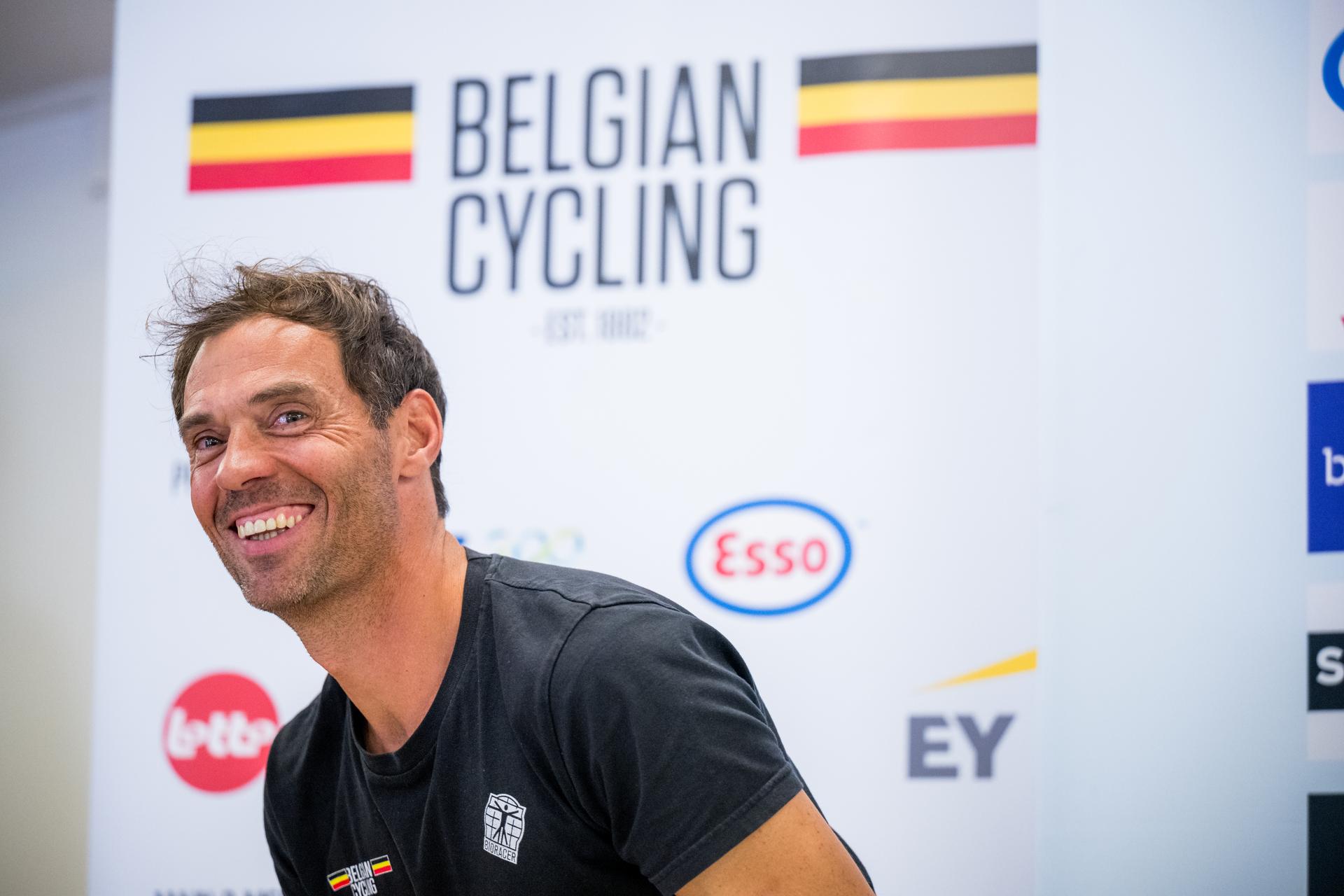 Belgian national cycling coach Sven Vanthourenhout talks to the press during a press conference of the Belgian team ahead of Sunday's time trial race at the 2024 UCI Road and Para-Cycling Road World Championships, Friday 20 September 2024, in Wetzikon, Switzerland. The Worlds are taking place from 21 to 29 September in Zurich, Switzerland. BELGA PHOTO JASPER JACOBS