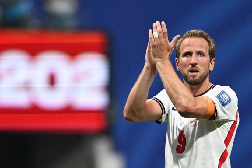 England's forward #09 Harry Kane celebrates after winning the 2026 World Cup round of 32 match football between England and the Democratic Republic of Congo at the Atlanta Stadium in Atlanta on July 1, 2026. ROBERTO SCHMIDT / AFP