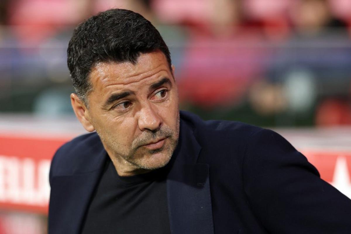 Girona's Spanish coach Michel is seen before the Spanish league football match between Girona FC and Villarreal CF at Montilivi Stadium in Girona on April 6, 2026. Lluis GENE / AFP