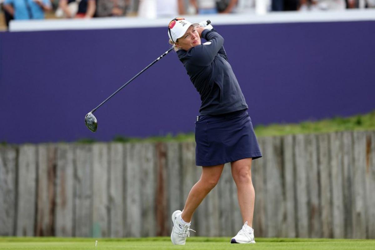 Belgium's Manon de Roey competes in round 1 of the women's golf individual stroke play of the Paris 2024 Olympic Games at Le Golf National in Guyancourt, south-west of Paris on August 7, 2024. Pierre-Philippe MARCOU / AFP