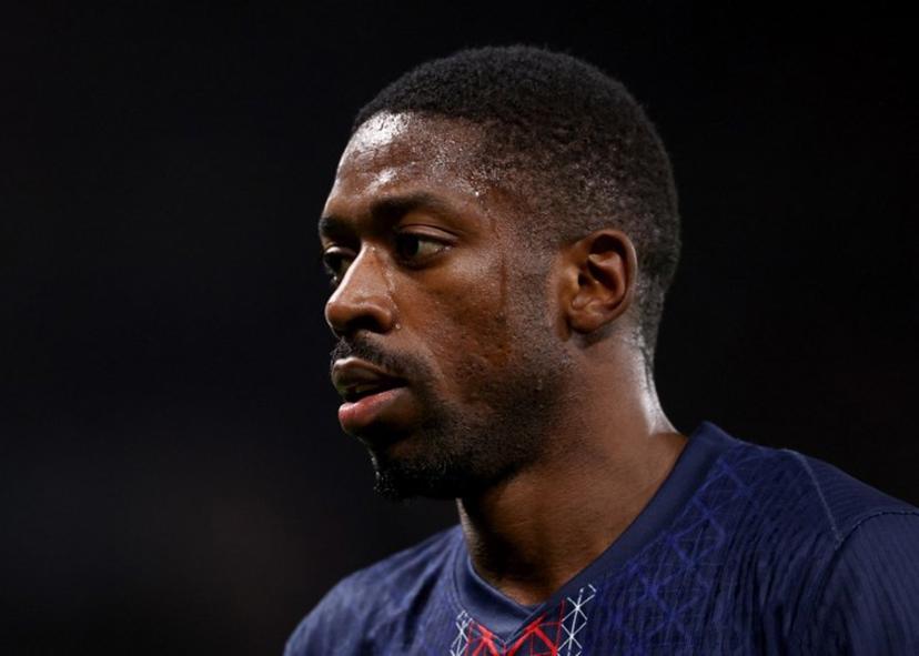 Paris Saint-Germain's French forward #10 Ousmane Dembele reacts during the French L1 football match between Paris Saint-Germain (PSG) and Stade Rennais FC at the Parc des Princes stadium in Paris on December 6, 2025. FRANCK FIFE / AFP