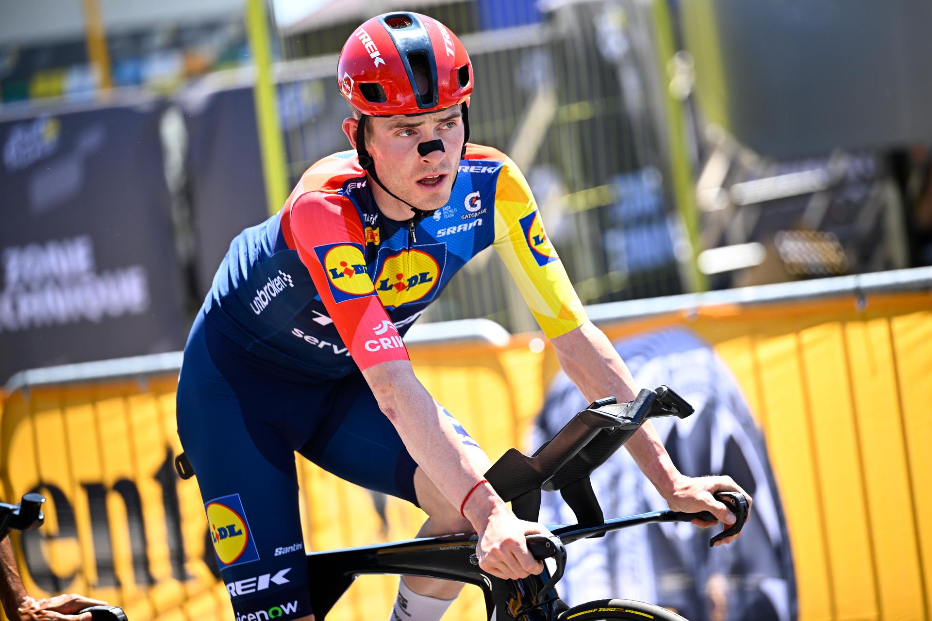 Spanish Juan Ayuso Pesquera of Lidl-Trek pictured during a training ahead of the first stage of the 2026 Tour de France cycling race, a team time trial of 19km with start and finish in Barcelona, Spain, Saturday 04 July 2026. The 113th edition of the Tour de France starts on Saturday 4 July in Barcelona, Spain, and will finish in Paris, France on the 26th of July. BELGA PHOTO JASPER JACOBS