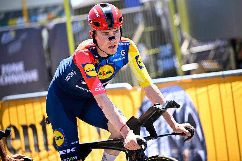Spanish Juan Ayuso Pesquera of Lidl-Trek pictured during a training ahead of the first stage of the 2026 Tour de France cycling race, a team time trial of 19km with start and finish in Barcelona, Spain, Saturday 04 July 2026. The 113th edition of the Tour de France starts on Saturday 4 July in Barcelona, Spain, and will finish in Paris, France on the 26th of July. BELGA PHOTO JASPER JACOBS