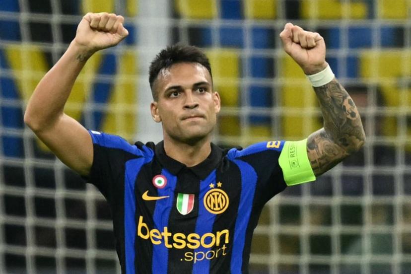 Inter Milan's Argentinian forward #10 Lautaro Martinez celebrates scoring his team's first goal during the UEFA Champions League first round day 2 football match between Inter Milan and Club Brugge at San Siro stadium in Milan, on October 13, 2026 Stefano Rellandini / AFP