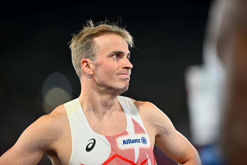 Belgian athlete Simon Verherstraeten after finishing 8th with an injury in the men's final of the 100m event on the second day of the European Athletics Championships (August 10-18) in Birmingham, United Kingdom, on Tuesday 11 August 2026. BELGA PHOTO ERIC LALMAND