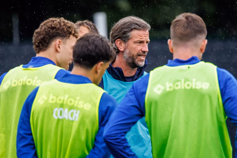 Gent's head coach Rik De Mil pictured during a training session of Belgian soccer team KAA Gent, Wednesday 19 August 2026 in Gent, in preparations of the first leg of the play-off round for the UEFA Conference League league phase, against Scottish team Hibernian FC. BELGA PHOTO KURT DESPLENTER