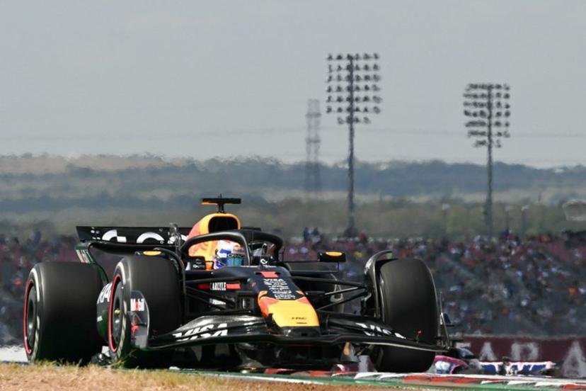 Red Bull Racing's Dutch driver Max Verstappen races during the practice session for the United States Formula One Grand Prix at the Circuit of the Americas in Austin, Texas, on October 17, 2025. RONALDO SCHEMIDT / AFP