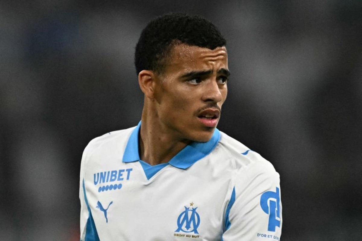 Marseille's English forward #10 Mason Greenwood reacts during the French L1 football match between Olympique de Marseille (OM) and Stade Rennais FC at the Stade Velodrome in Marseille, southern France, on May 17, 2026. Gabriel BOUYS / AFP