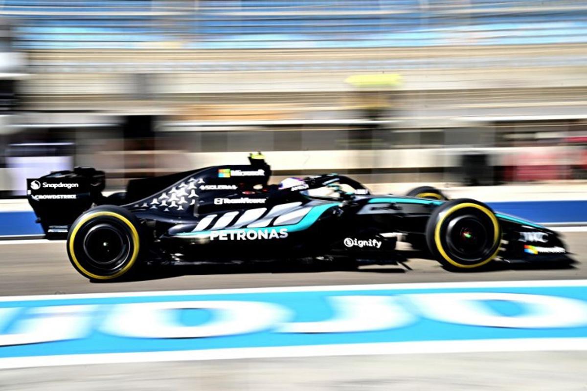 Mercedes' Italian driver Kimi Antonelli drives on the second day of the Formula One pre-season testing at the Bahrain International Circuit in Sakhir on February 12, 2026. Giuseppe CACACE / AFP