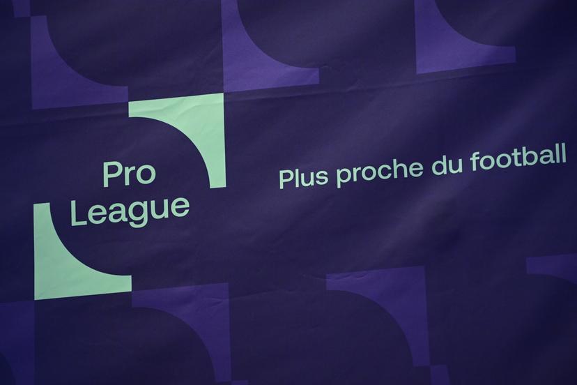 Illustration picture shows the logo and slogan 'Plus proche du football' of the Pro League, at a press conference after the general assembly meeting of the Jupiler Pro League, in Diegem, Friday 31 July 2020. BELGA PHOTO LAURIE DIEFFEMBACQ