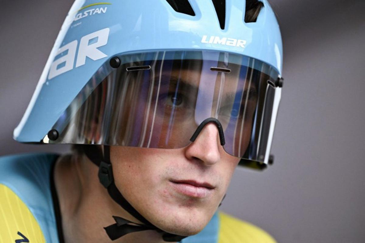 Kazakhstan's Yevgeniy Fedorov prepares to take the start of the men's road cycling individual time trial during the Paris 2024 Olympic Games in Paris, on July 27, 2024. Ben STANSALL / AFP