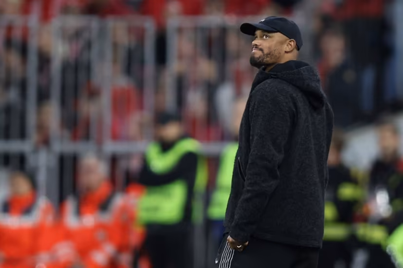 Bayern Munich's Belgian head coach Vincent Kompany follows the action from the sidelines during the German first division Bundesliga football match between FC Bayern Munich and Bayer Leverkusen in Munich, southern Germany on November 1, 2025. Alexandra BEIER / AFP