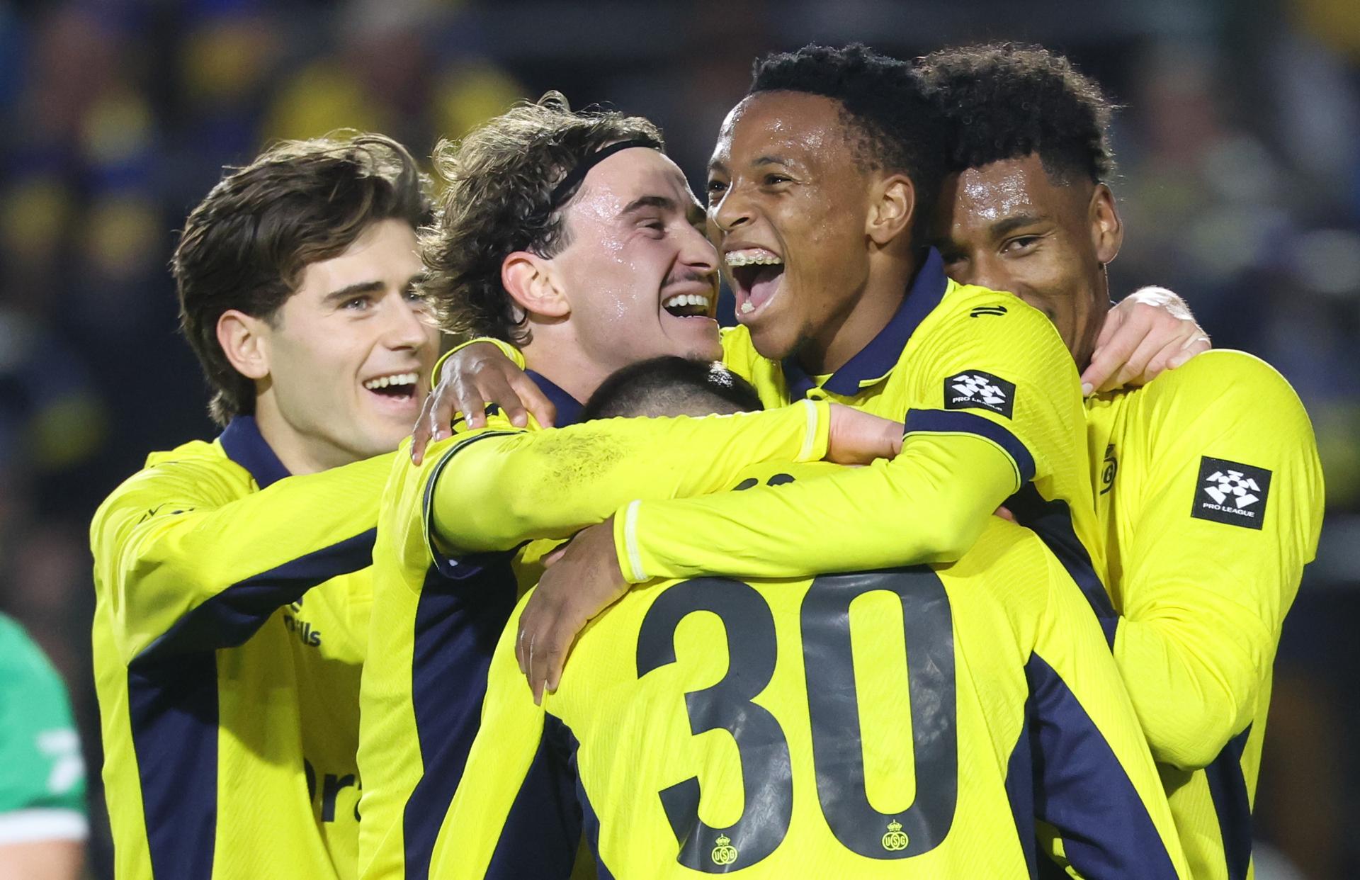 Union's Relebohile Mofokeng celebrates after scoring during a soccer match between Royale Union Saint-Gilloise and Cercle Brugge, Sunday 25 October 2026 in Brussels, on day 9 of the 2026-2027 'Jupiler Pro League' first division of the Belgian championship. BELGA PHOTO VIRGINIE LEFOUR