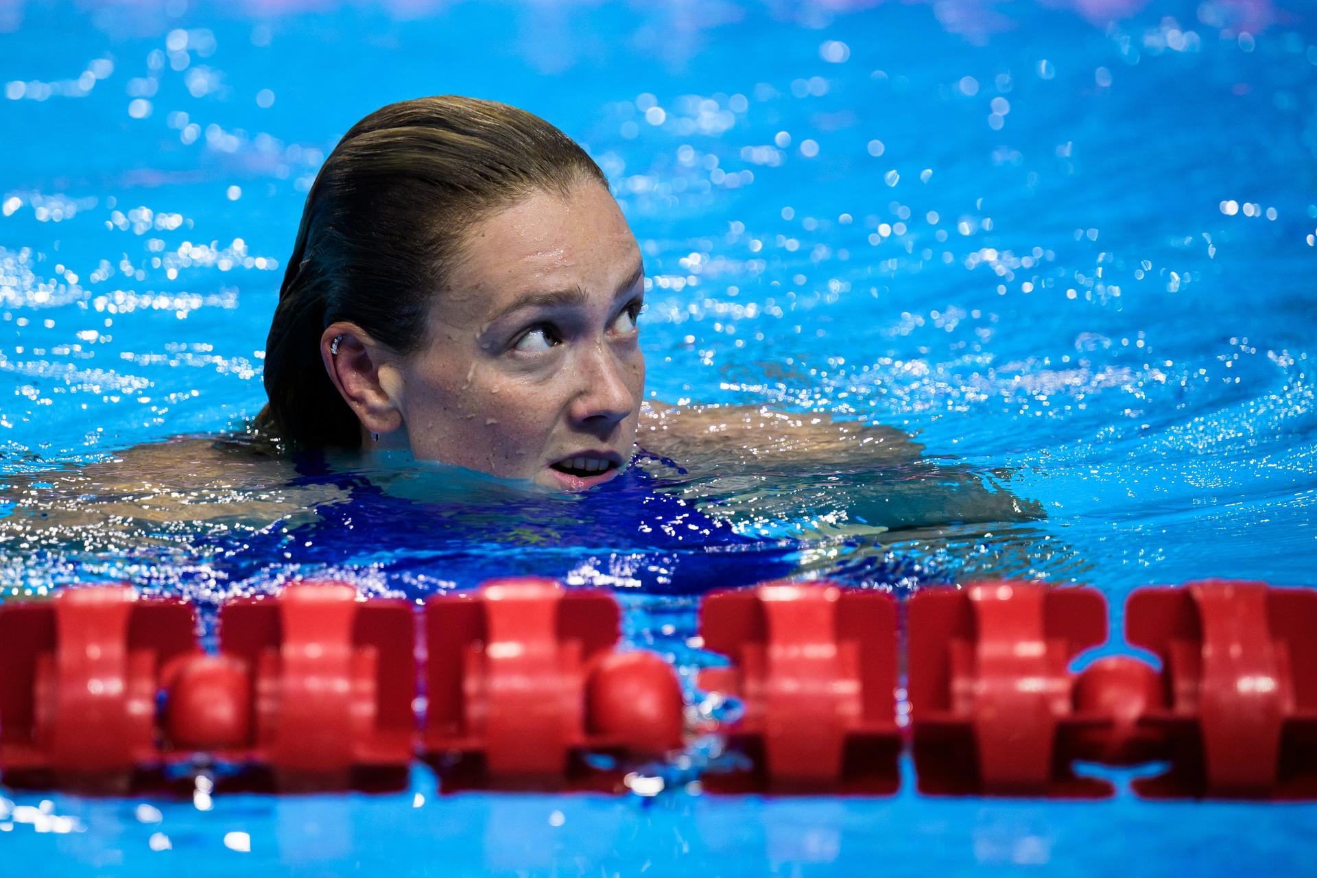 ATTENTION EDITORS - BENELUX ONLY - 250803 Florine Gaspard of Belgium after competing in women's 50 meters freestyle swimming final during day 24 of the World Aquatics Championships on August 3, 2025 in Singapore. Photo: Joel Marklund / BILDBYRÅN / kod JM / JM0718 bbeng simning swimming svømming sim-vm vm sim-vm 2025 world aquatics championships 2025 dam