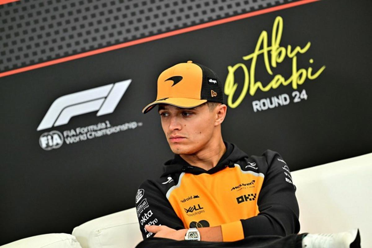 McLaren's British driver Lando Norris attend a press conference ahead of the Abu Dhabi Formula One Grand Prix at the Yas Marina Circuit in Abu Dhabi on December 4, 2025. Giuseppe CACACE / AFP