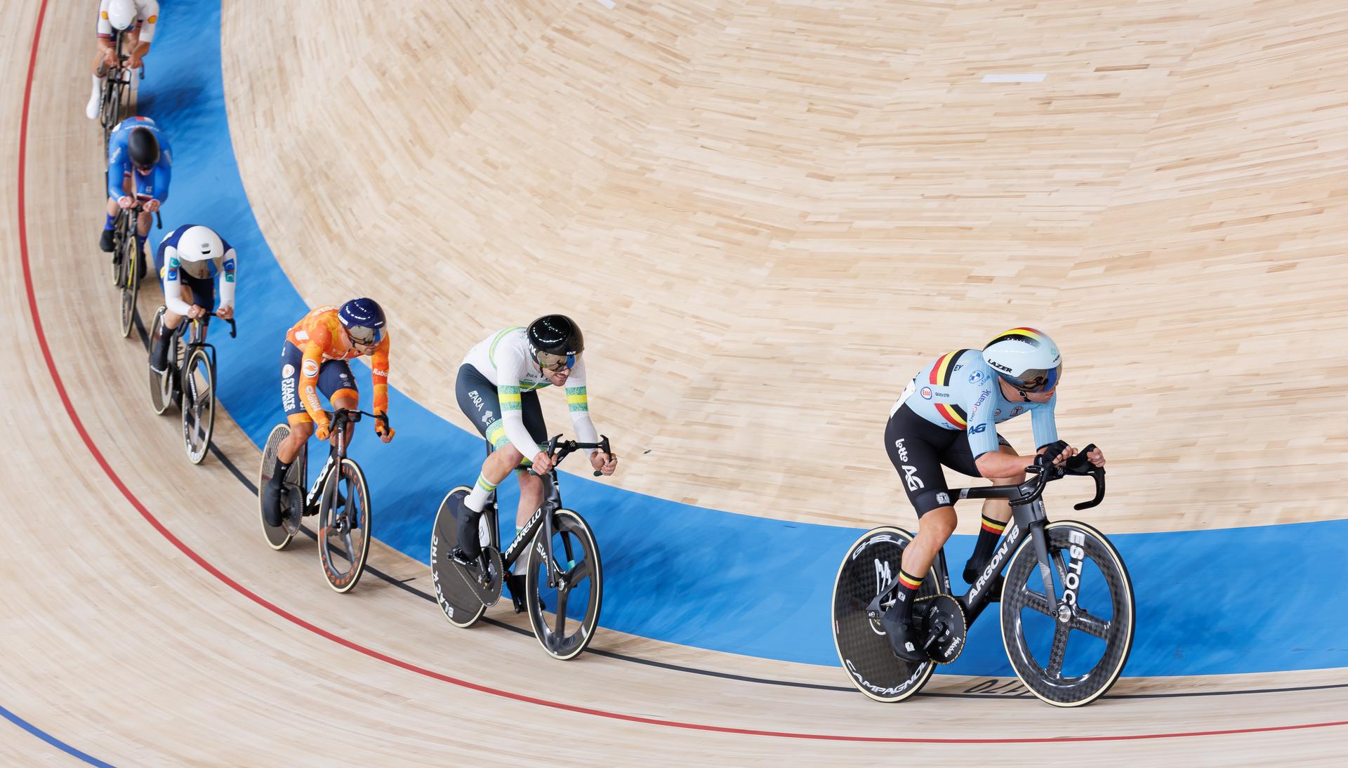 Belgian Fabio Van den Bossche rides on a bike during the Men's omnium event at the UCI Track Cycling World Championships in Shanghai, China on Saturday 17 October 2026. The worlds are taking place from 14 to 18 October 2026. BELGA PHOTO BENOIT DOPPAGNE