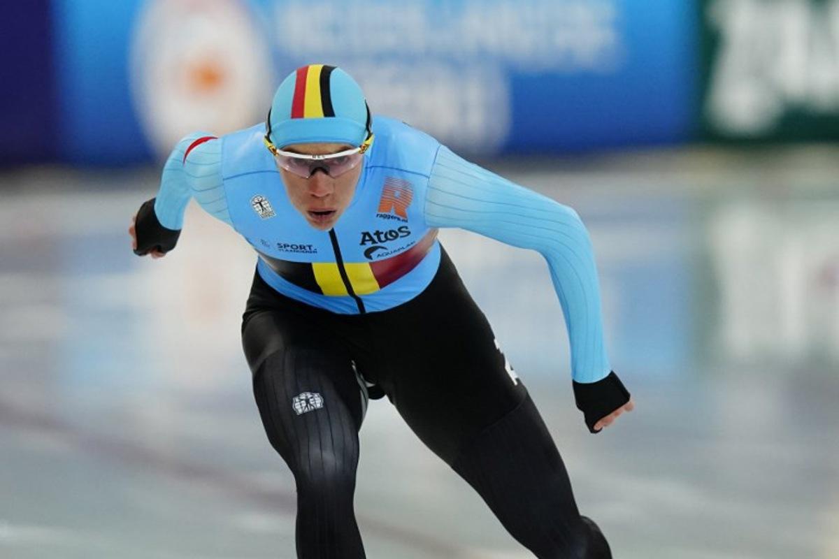 Bart Swings from Belgium competes during the men's 1500 m competition in the all-round World Championship 2022 in Vikingskipet Arena in Hamar, Norway on March 6, 2022. Håkon Mosvold Larsen / NTB / AFP