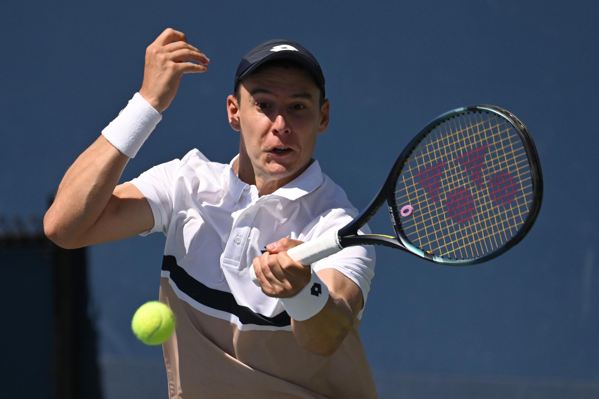 Belgian Kristof Vliegen (black cap) pictured during a tennis match with Uruguayan Behar against Czech-Polish pair Pavlasek-Zielinski, in the first round of the men's doubles of the 2025 US Open Grand Slam tennis tournament in New York City, USA, Saturday 30 August 2025. BELGA PHOTO TONY BEHAR