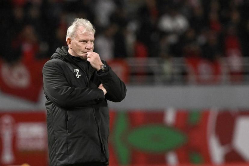 Uganda coach Paul Put reacts during the Africa Cup of Nations (CAN) Group C football match between Tunisia and Uganda at Rabat Olympic Stadium in Rabat on December 23, 2025. SEBASTIEN BOZON / AFP