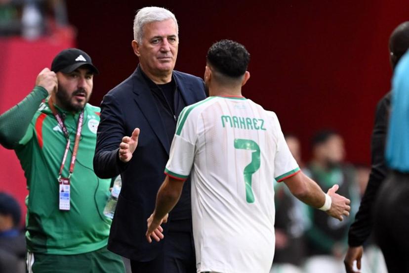 Algeria's Bosnian head coach Vladimir Petkovic substitutes Algeria's forward #7 Riyad Mahrez during the Africa Cup of Nations (CAN) Group E football match between Algeria and Sudan at Moulay Hassan Stadium in Rabat on December 24, 2025. SEBASTIEN BOZON / AFP