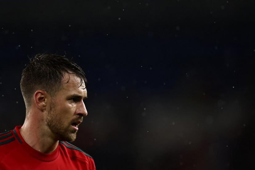Wales' midfielder #10 Aaron Ramsey reacts during the UEFA Nations League League B Group 4 football match between Wales and Turkey, at Cardiff City Stadium, in Wales, on September 6, 2024. HENRY NICHOLLS / AFP