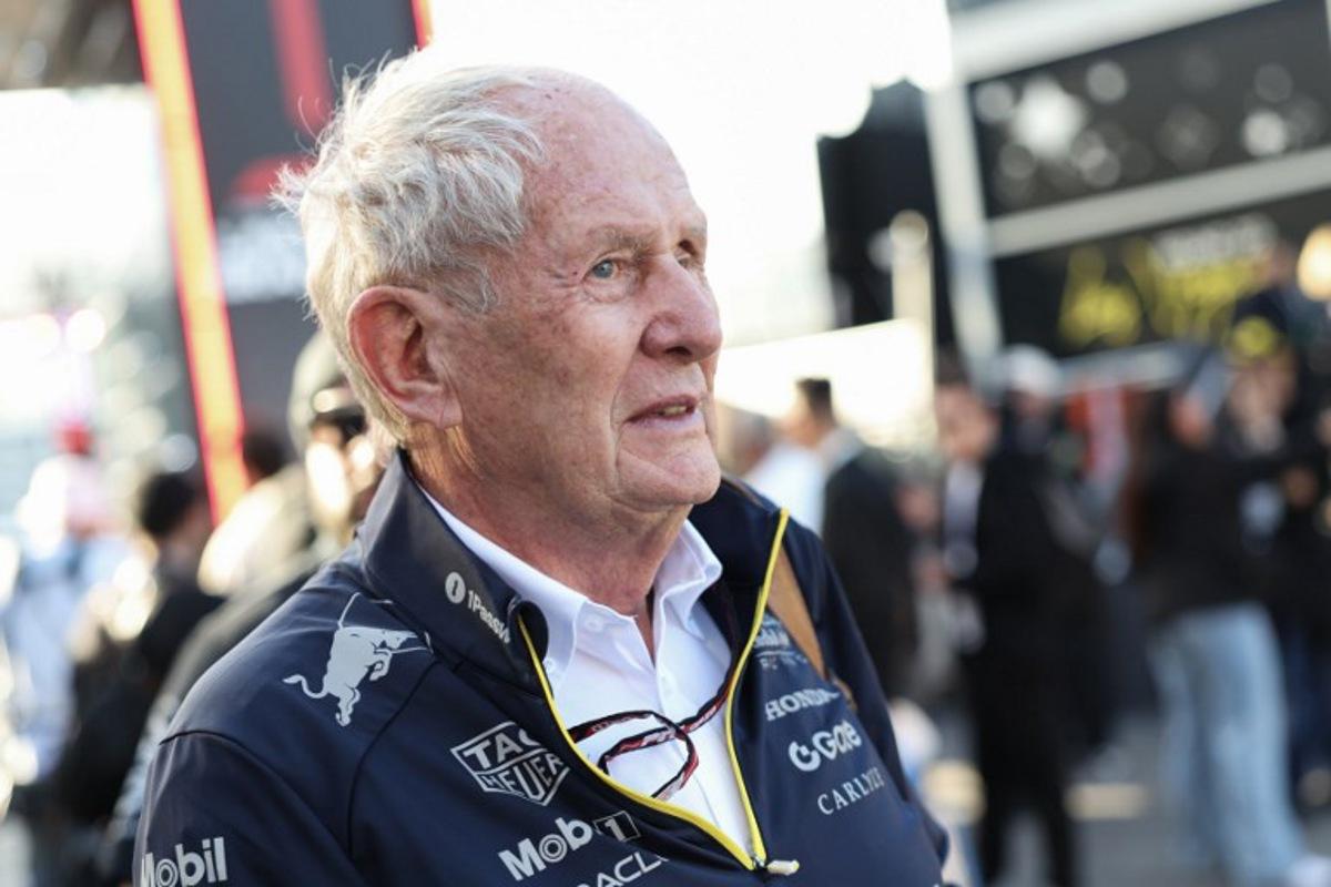 Red Bull Racing team consultant Helmut Marko arrives for the first practice session for the Las Vegas Formula One Grand Prix at the Las Vegas Strip Circuit in Las Vegas, Nevada, on November 20, 2025. Patrick T. Fallon / AFP