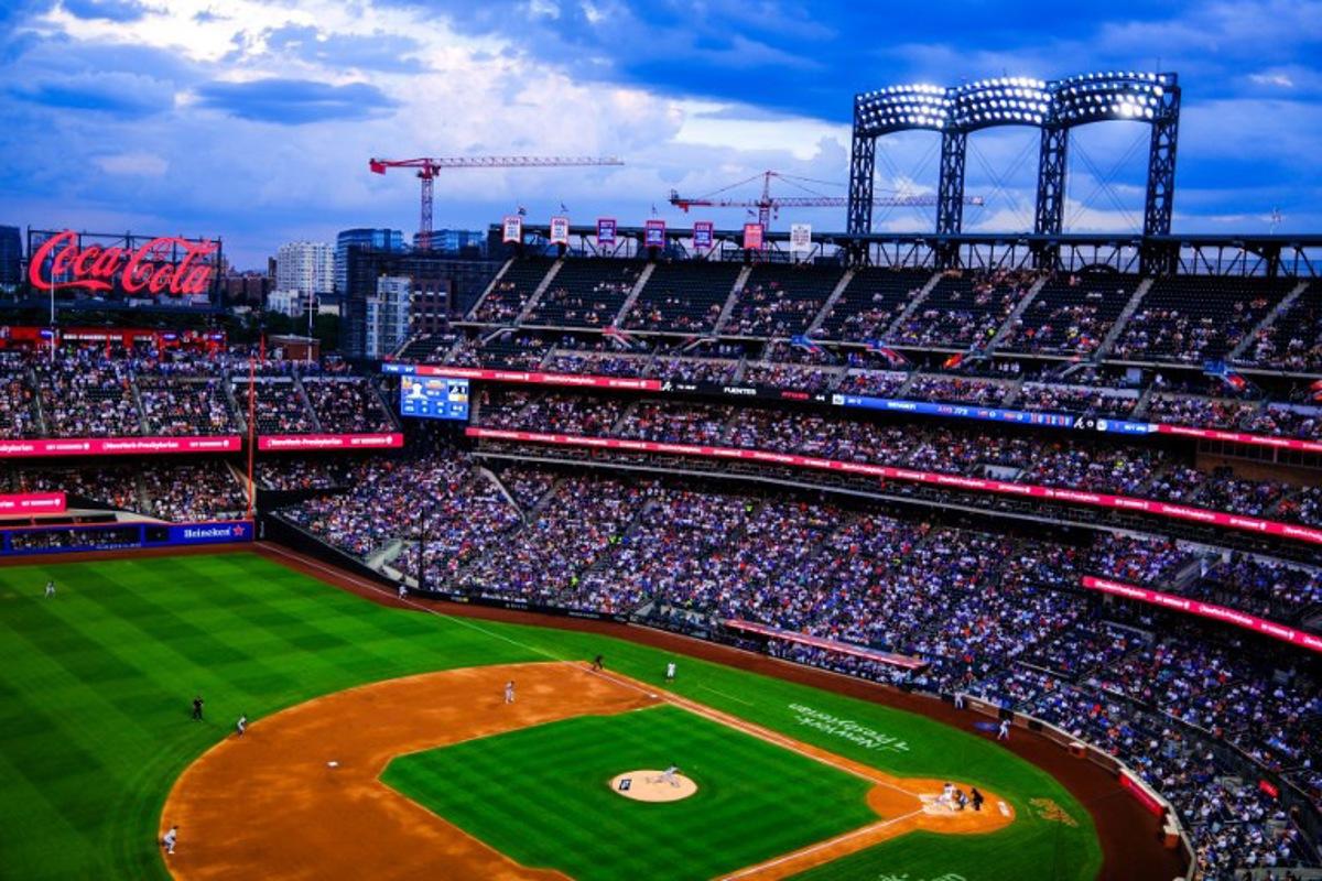 The New York Mets and Atlanta Braves compete during a Major League Baseball (MLB) game at Citi Field in the Queens borough of New York on June 25, 2025. CHARLY TRIBALLEAU / AFP