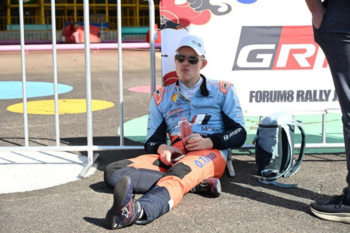 Ott Tanak of Estonia relaxes at the Enakyo park for Regroup during the Rally Japan, the 13th round of the FIA World Rally Championships in Nakatsugawa city, Gifu prefecture on November 8, 2025. Toshifumi KITAMURA / AFP