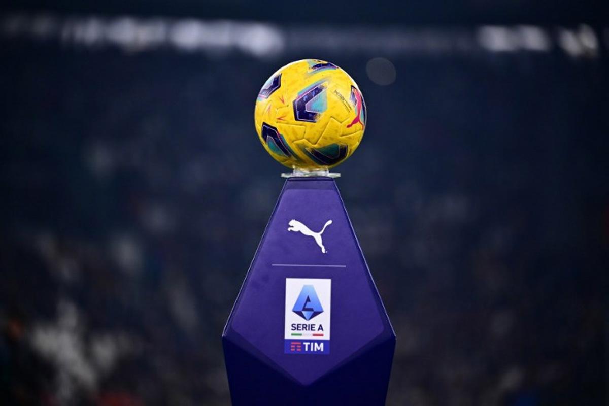 A picture shows the official Serie A winter ball before the Italian Serie A football match between Juventus and Empoli, at The Allianz Stadium, in Turin on January 27, 2024. Marco BERTORELLO / AFP