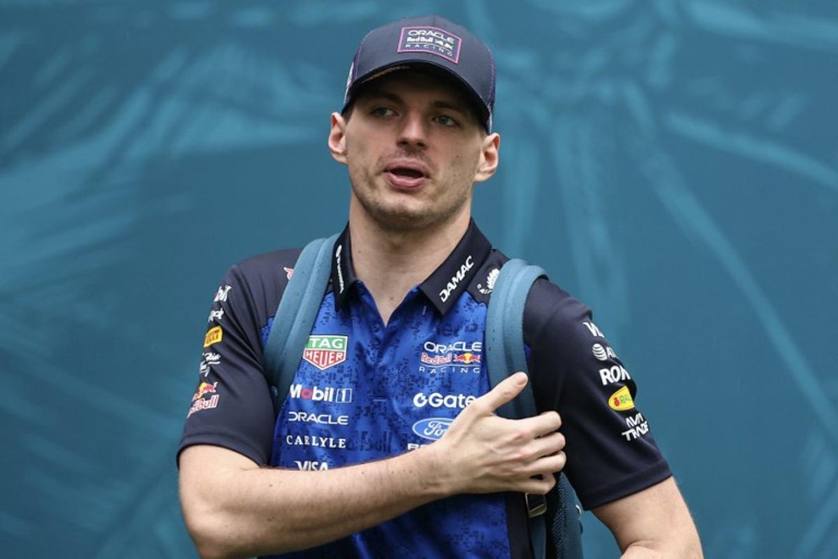 Red Bull Racing's Dutch driver Max Verstappen arrives ahead of the 2026 Miami Formula One Grand Prix at Miami International Autodrome in Miami Gardens, Florida, on May 3, 2026. CHARLY TRIBALLEAU / AFP