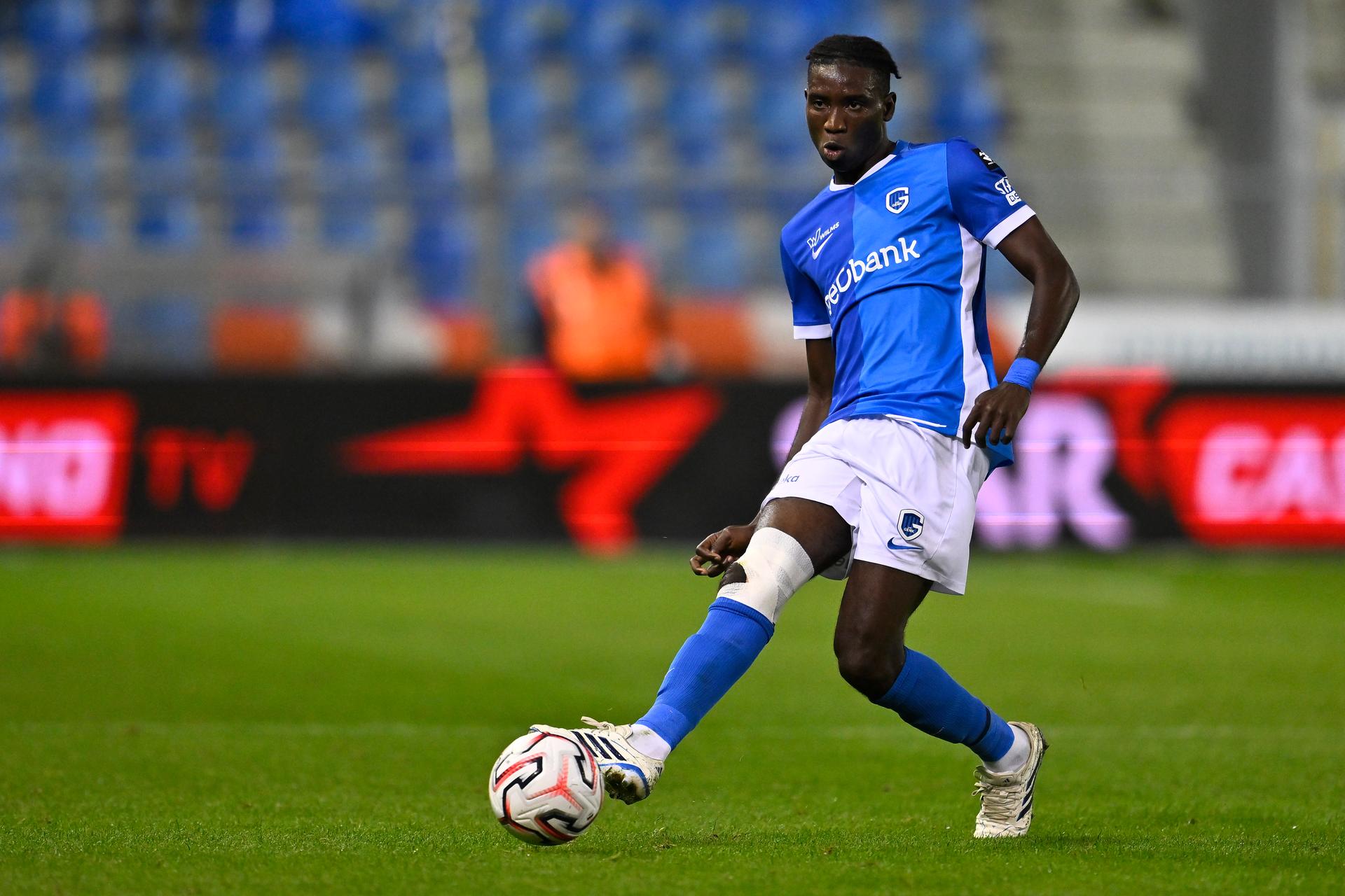 Genk's Ibrahima Sory Bangoura pictured during a soccer match between KRC Genk and SK Beveren, Friday 28 August 2026 in Genk, on day 4 of the 2026-2027 'Jupiler Pro League' first division of the Belgian championship. BELGA PHOTO JOHAN EYCKENS